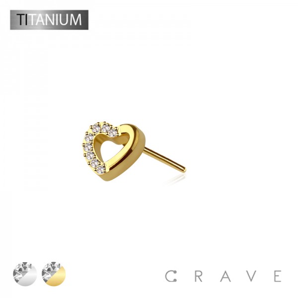 IMPLANT GRADE TITANIUM THREADLESS PUSH IN CZ HEART TOP PART